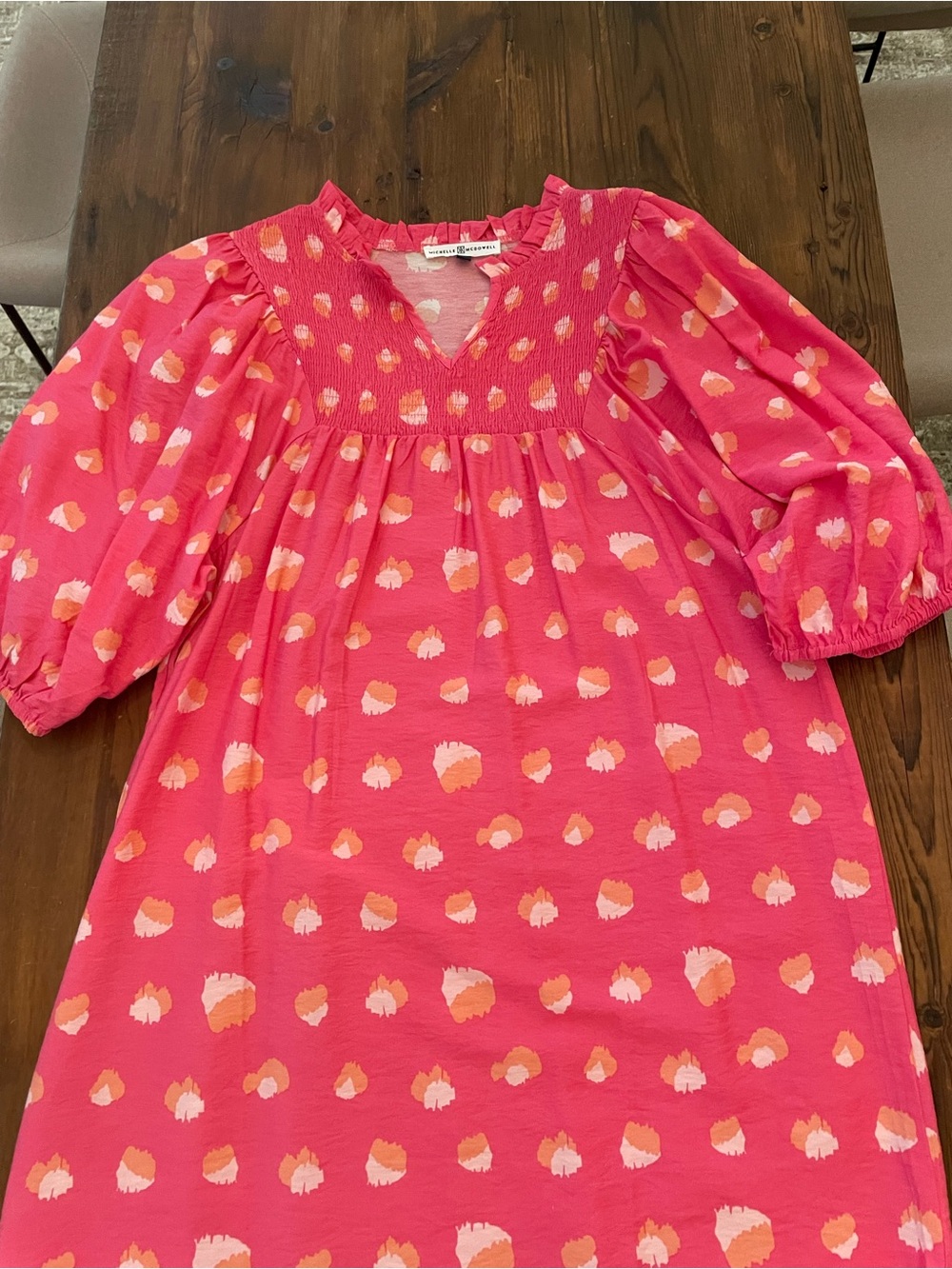 Michelle McDowell Pink Smocked Dress M